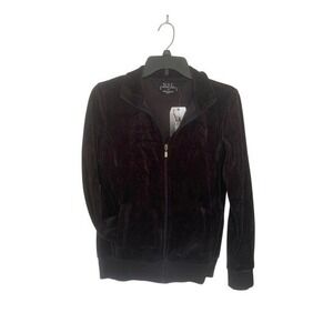 N.Y.L. Women's Jacket‎ Medium NWT Black Velvet Zipper Front Soft